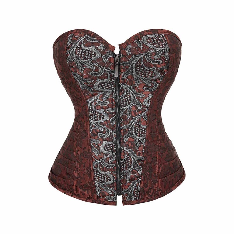 Corset Victorien Brodé Marron