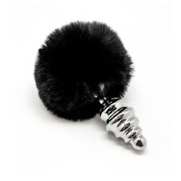 Plug Anal Métal Fluffy Twist M Noir Sextoy