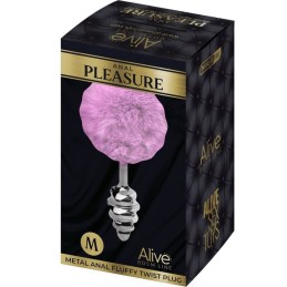 Plug Anal Métal Spirale avec Pompon Fluffy Violet