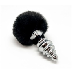 Plug Anal Métal Fluffy Twist L Noir Sextoys