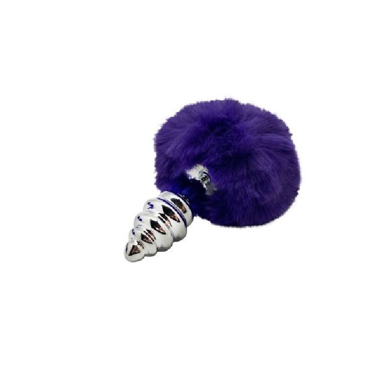 Plug Anal Métal Fluffy Twist M Mauve Sextoy