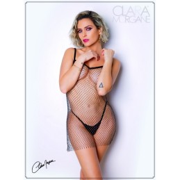 Petite Robe en Fine Résille Incrustée de Strass - Clara Morgane