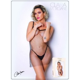 Petite Robe en Fine Résille Incrustée de Strass - Clara Morgane