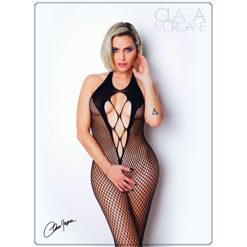 Bodystocking Noir avec Sublime Dos Nu - Clara Morgane