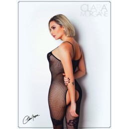 Bodystocking Résille Noire avec Fines Bretelles - Clara Morgane