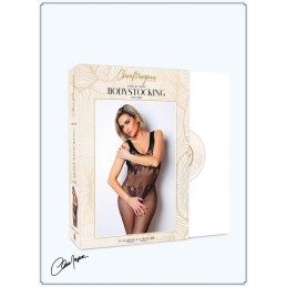 Bodystocking en Dentelle Noire Motif Floraux - Clara Morgane