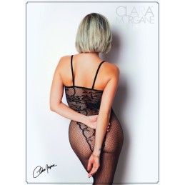 Bodystocking en fine résille noire avec laçage - Clara Morgane