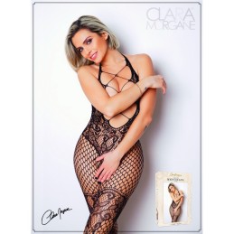 Bodystocking noir avec laçage croisé sur la poitrine  - Clara Morgane