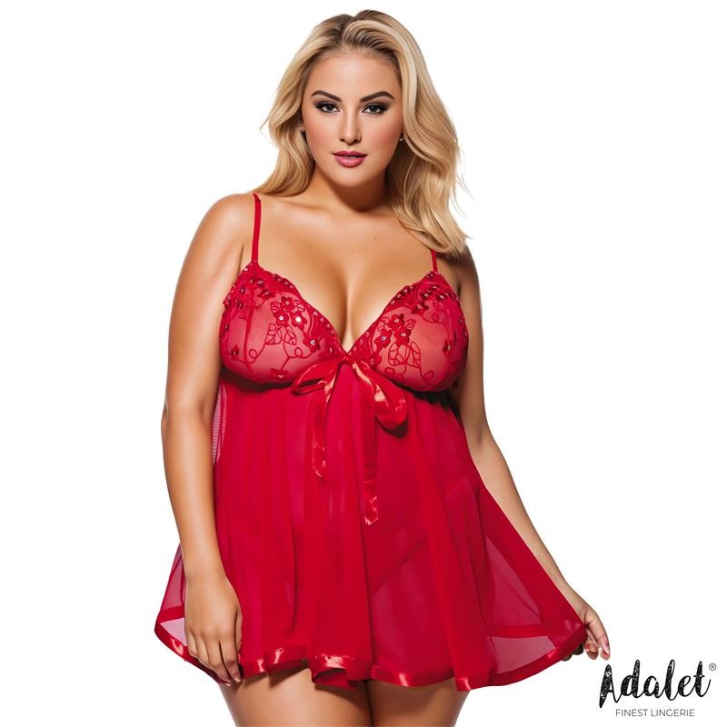 Babydoll Rouge Lisa avec Culotte Assortie