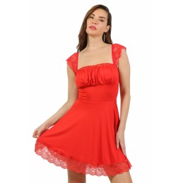 Séduisante Robe en Lycra Rouge avec Dentelle