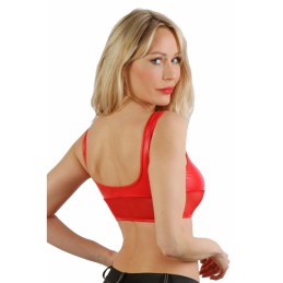 Top Brassière Wetlook Micro Résille Rouge