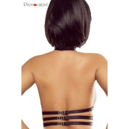 Soutien Gorge Décolleté et Tour de Cou Harnais Satiné Noir